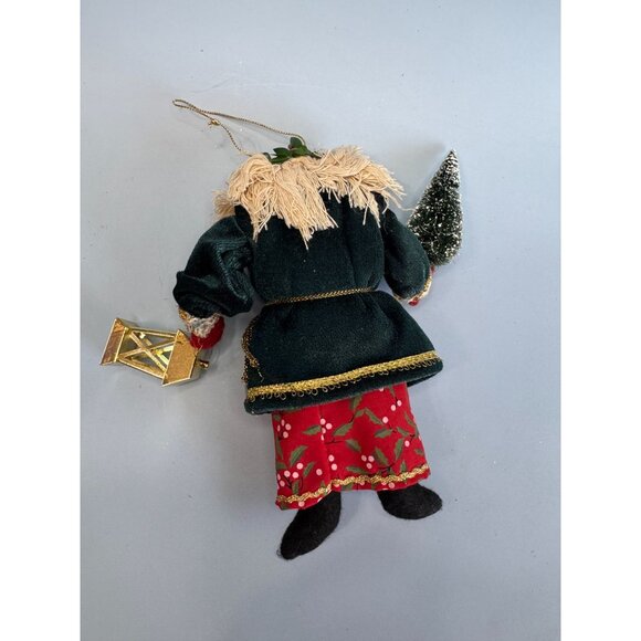 Vintage Old World Santa Claus Ornament With Lantern & Tree 7" Folk Art - Picture 6 of 7